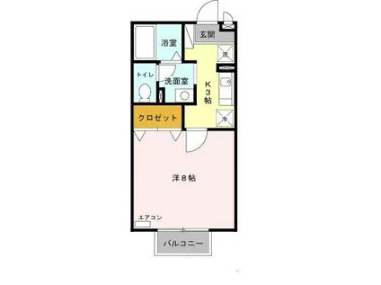 ドゥシェル(1K/2階)の間取り写真