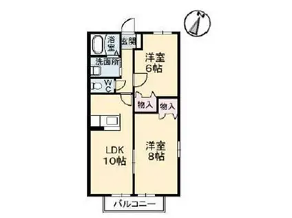 アムールミシマ F棟(2LDK/2階)の間取り写真