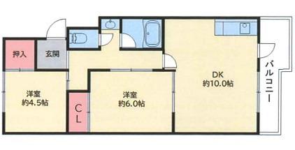 信和ハイツ(2DK/4階)の間取り写真
