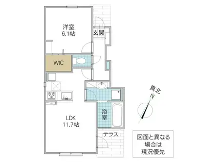 ガーデンハウス梅の里 D(1LDK/1階)の間取り写真