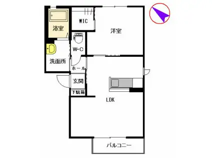 サン・ヴィレッジC棟(1LDK/2階)の間取り写真