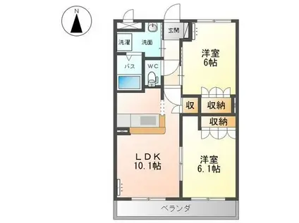 ヒーリングカーサB(2LDK/2階)の間取り写真