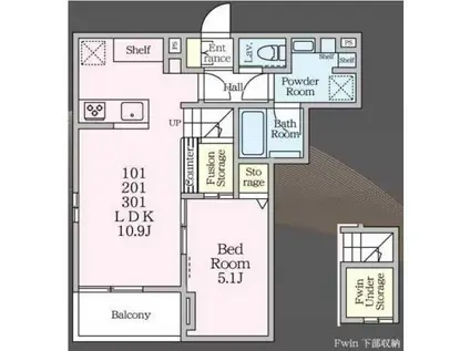 ルピナスガーデン代田(1LDK/2階)の間取り写真