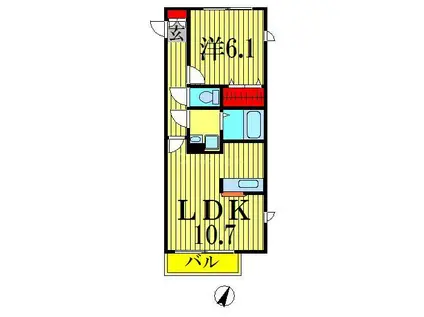 シュテルンビルトA(1LDK/2階)の間取り写真