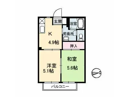 ヴァンベール(2K/1階)の間取り写真