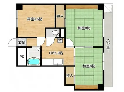 第三津広ビル(3DK/5階)の間取り写真