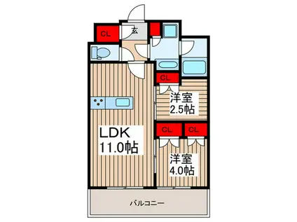 LIME RESIDENCE KAWAGUCHI イースト(2LDK/10階)の間取り写真