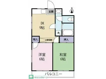 ウィングヒルM(2DK/3階)の間取り写真