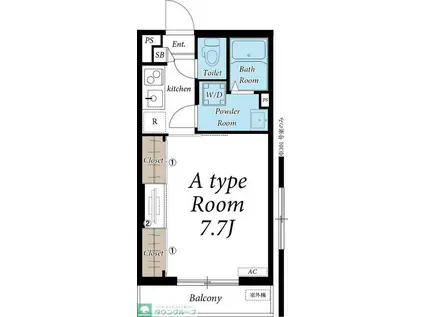 リブリ・AURA MARE(1K/3階)の間取り写真