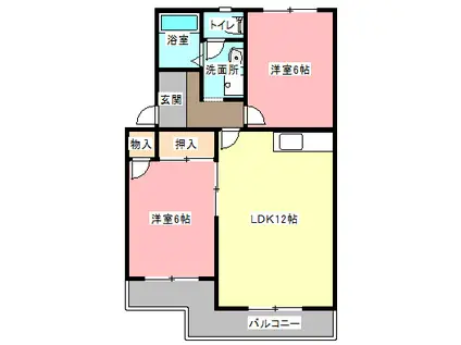 サンハイツK&KII(2LDK/2階)の間取り写真