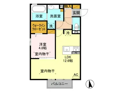 オリーブ ガーデン(1LDK/2階)の間取り写真