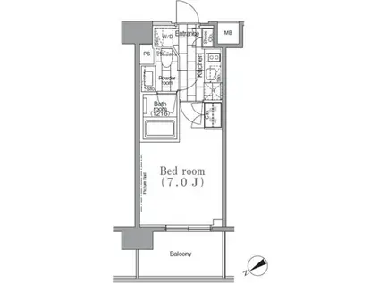 パークハビオ目黒リバーサイド(1K/6階)の間取り写真