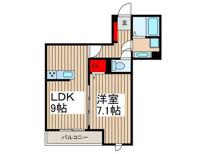 エクセリア上鷺宮II(1LDK/3階)の間取り写真