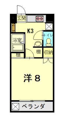 ドエル中央(1K/2階)の間取り写真