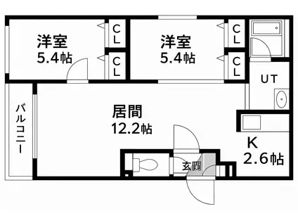 ポプルス(2LDK/4階)の間取り写真