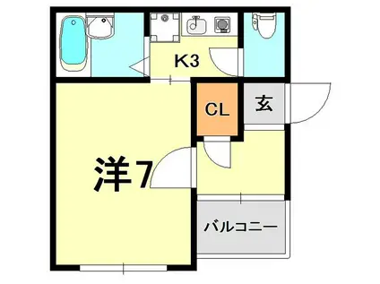 メゾンドM(1K/1階)の間取り写真