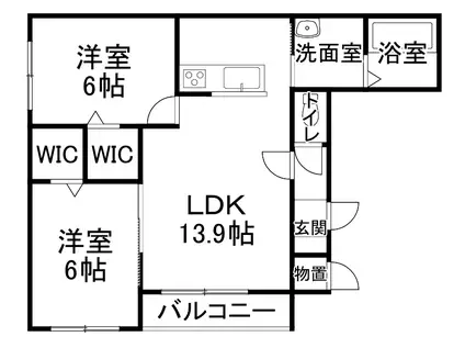 PEARL(2LDK/2階)の間取り写真