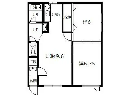ステイエクセリア東光(2LDK/1階)の間取り写真