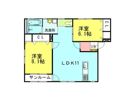 フォルテ カルカッサ(2LDK/1階)の間取り写真