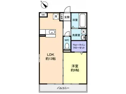 ベルウッド六番館(1LDK/2階)の間取り写真