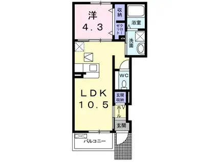 パルコ プレッソ(1LDK/1階)の間取り写真