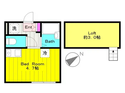 イクタスきらら(ワンルーム/2階)の間取り写真