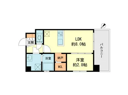 アルティザ春日原駅前クロス(1LDK/4階)の間取り写真