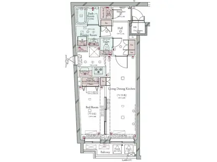 コンシェリア目黒本町 THE RESIDENCE(1LDK/3階)の間取り写真