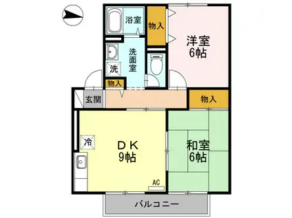 シャトレー緑ヶ丘(2DK/2階)の間取り写真