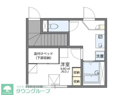 レオパレスカームリィ浜(1K/1階)の間取り写真