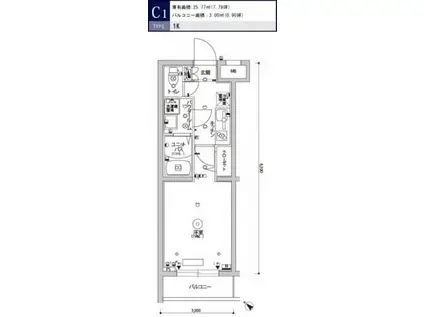スカイコートパレス駒沢大学II(1K/3階)の間取り写真