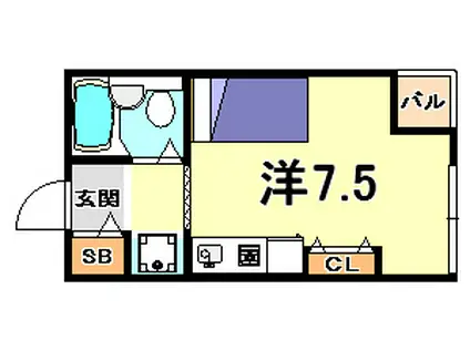 フレンズ王子公園(ワンルーム/2階)の間取り写真