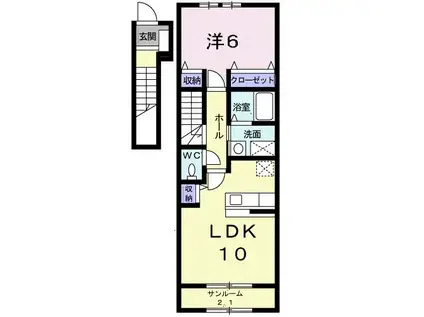アイレA(1LDK/2階)の間取り写真
