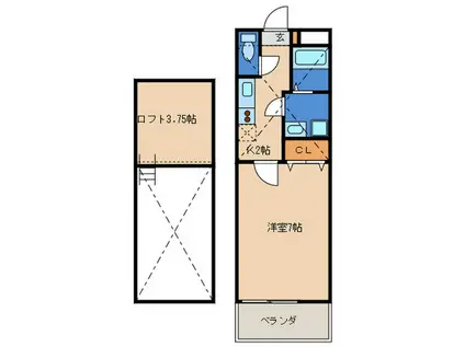 シベール周船寺S棟(1K/1階)の間取り写真