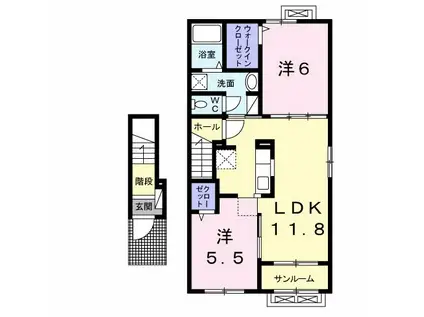 ローズガーデンI(2LDK/2階)の間取り写真