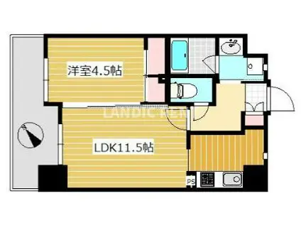 ラ・フルール博多駅南(1LDK/6階)の間取り写真