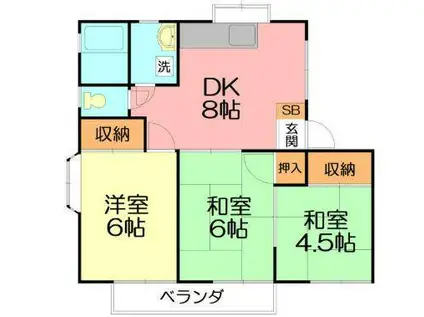 モアヒルズA棟(3DK/2階)の間取り写真