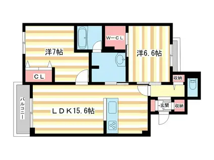 レジデンス三条宮前(2LDK/4階)の間取り写真