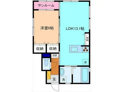 INTEGRAL奥井町 A棟(1LDK/1階)の間取り写真