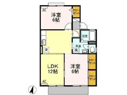 ファルコムS(2LDK/1階)の間取り写真