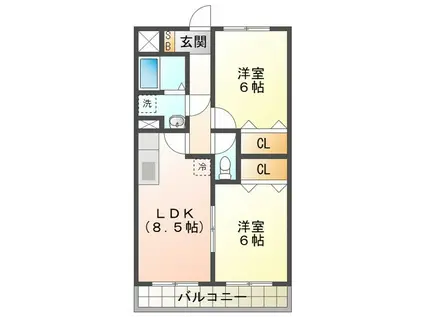 ルーブル後藤(2LDK/3階)の間取り写真