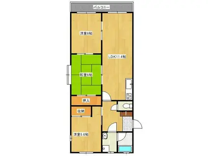 ボヌール今屋(3LDK/3階)の間取り写真