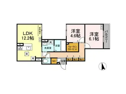 セレスティア竹ノ塚II(2LDK/1階)の間取り写真