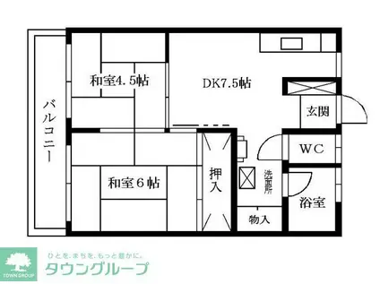 小笹カステリアB棟(2DK/3階)の間取り写真