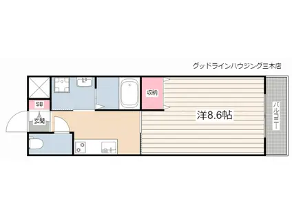 シャインキャッスル(1K/2階)の間取り写真