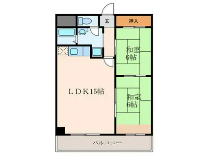 飛鳥グランドパレス(2LDK/1階)の間取り写真