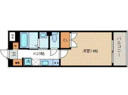 ANGEL BEETLE(1K/2階)の間取り写真