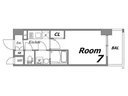 アドバンス神戸マーレ(1K/6階)の間取り写真