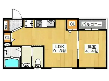 グロースコート花園本町I(1LDK/2階)の間取り写真
