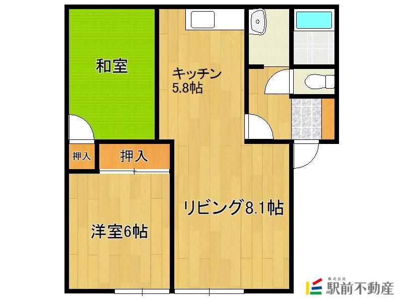 カーサ鍋島II(2LDK/1階)の間取り写真